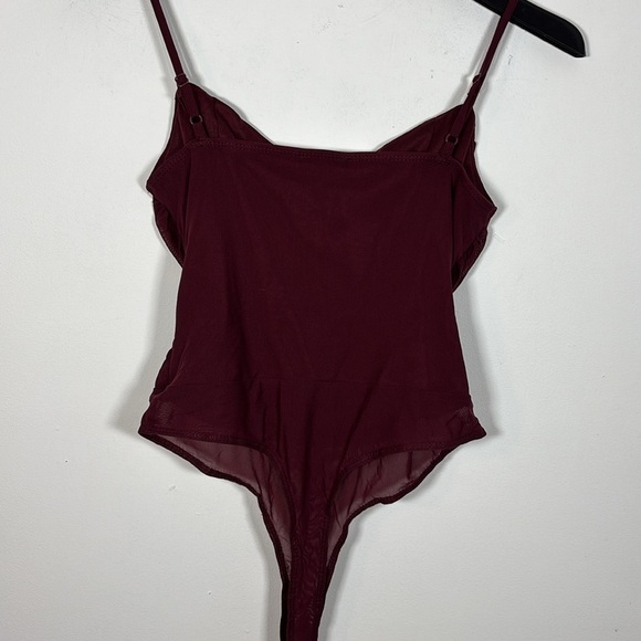 Privy Elegant Burgundy Merlot Draped Beaded Body Suit Medium NWT Dressy Sexy - Picture 5 of 8